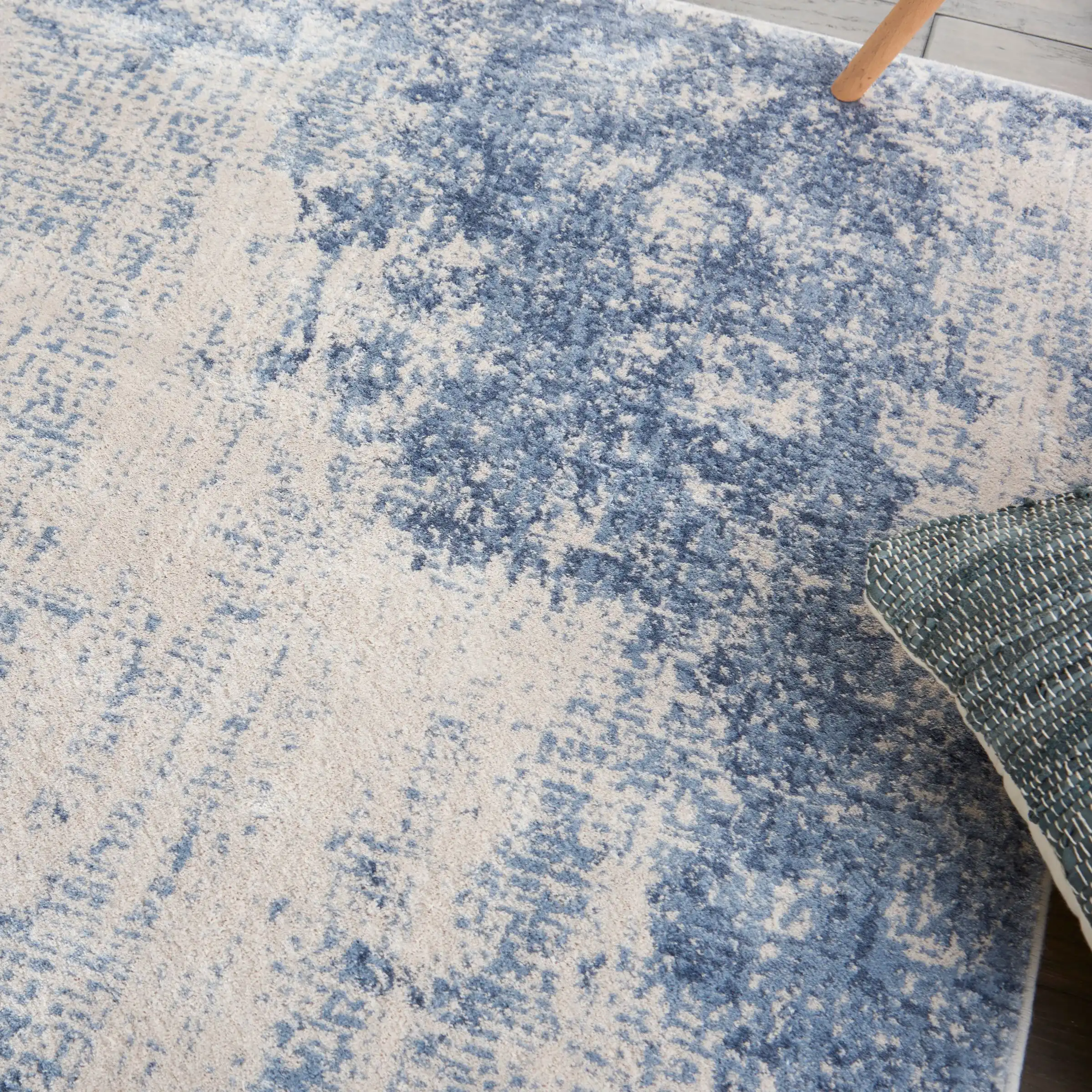 Silky Textures SLY01 Ivory Blue Rug - Image 2