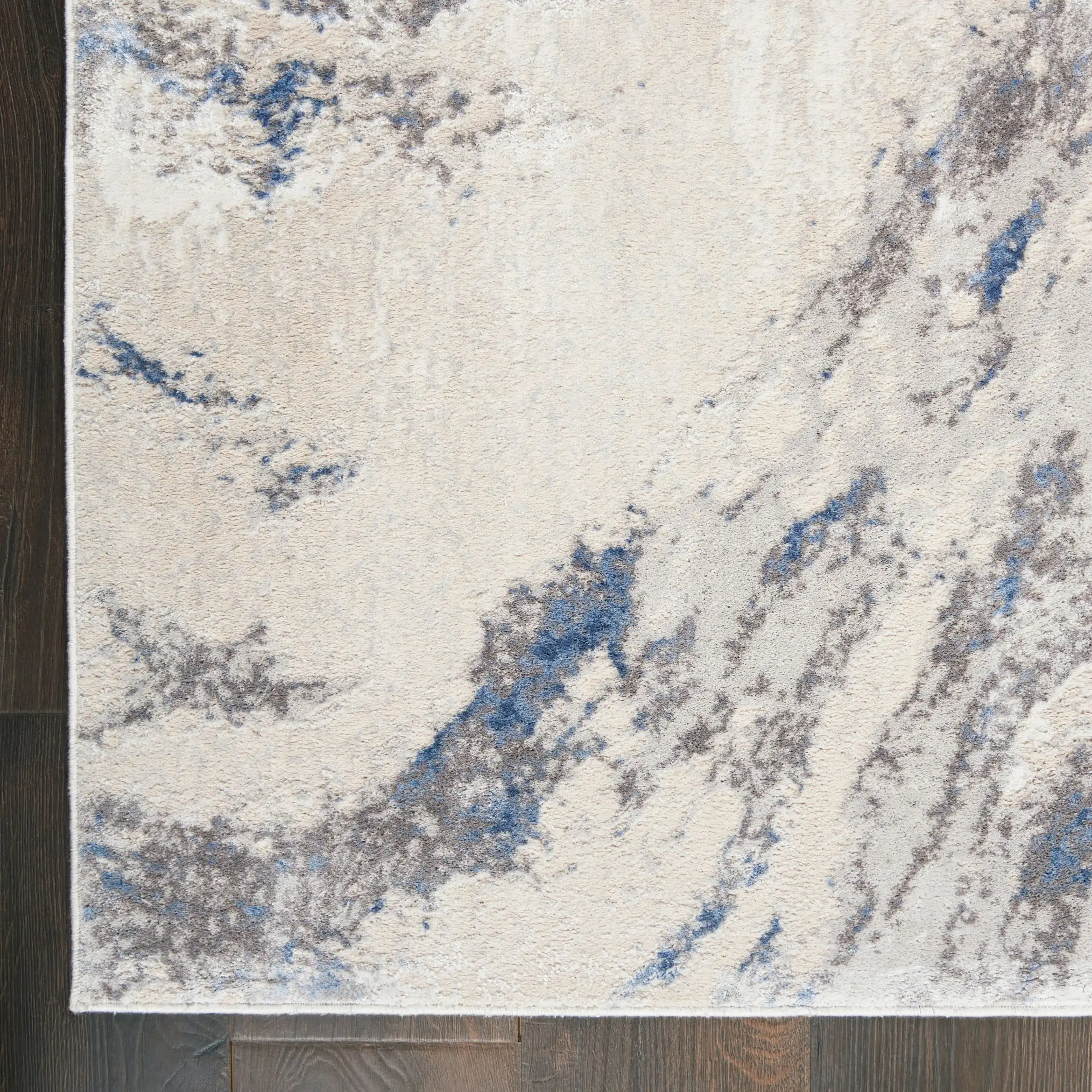 Silky Textures SLY03 Blue Ivory Grey Rug - Image 3