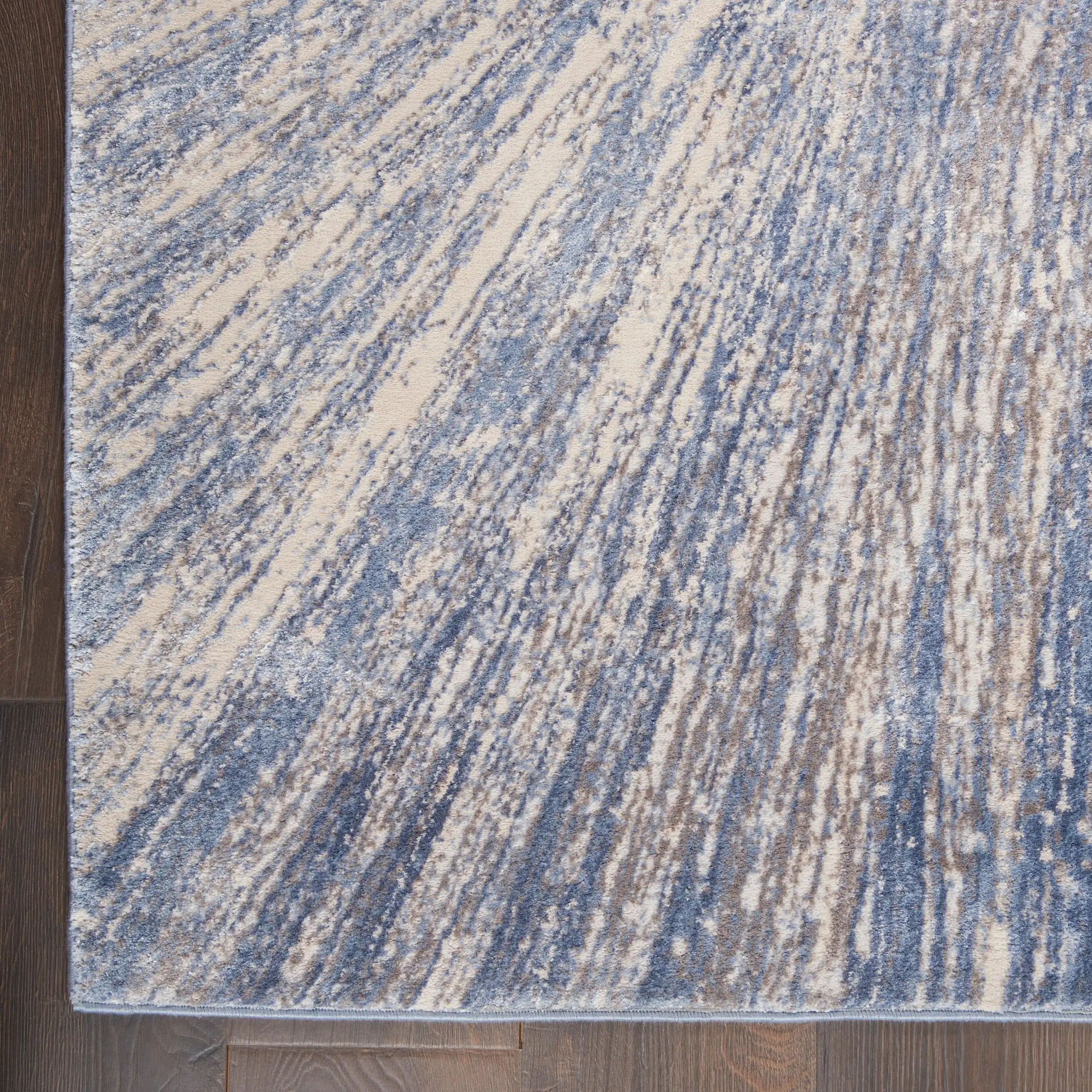 Silky Textures SLY04 Blue Ivory Grey Rug - Image 3