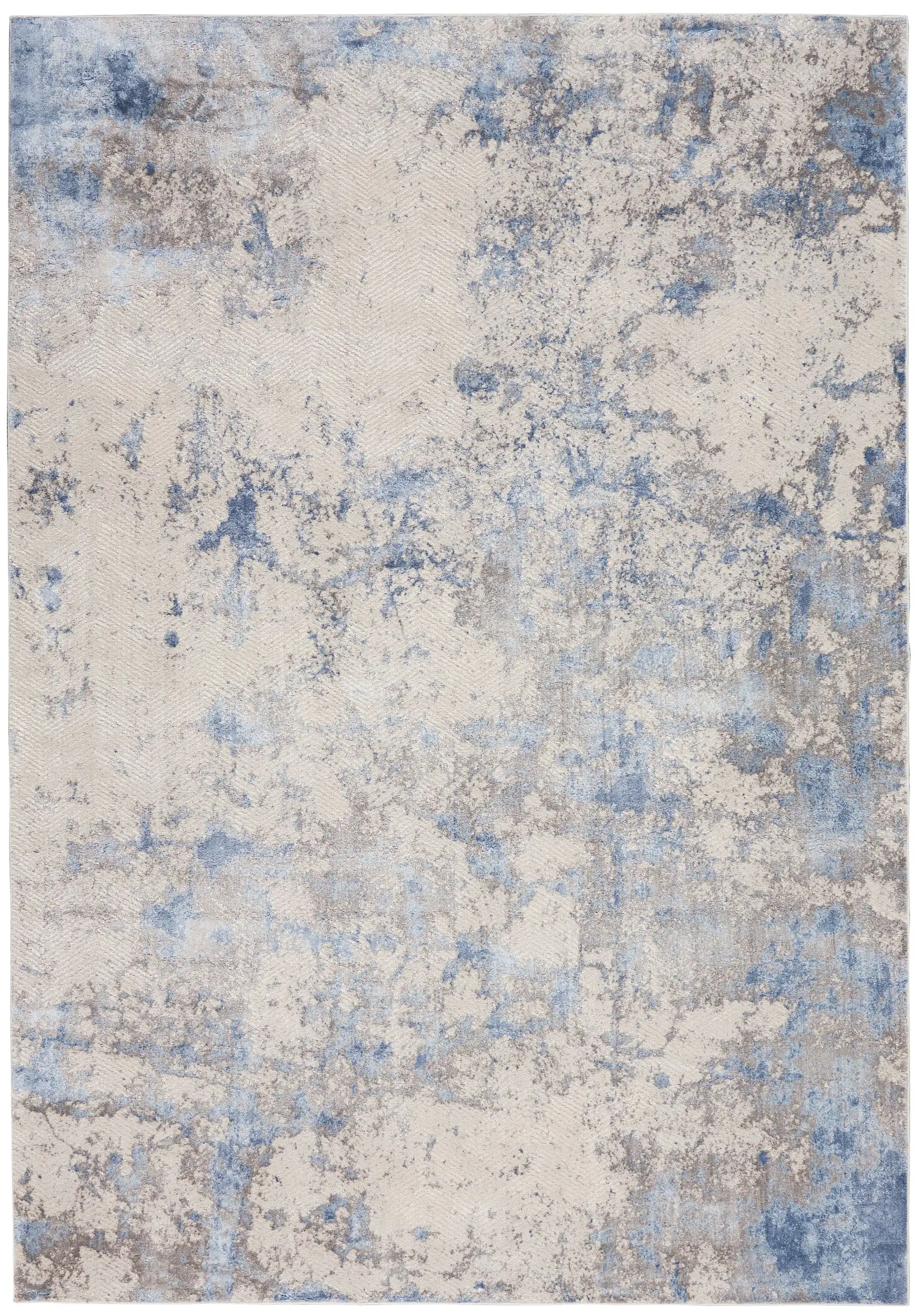 Silky Textures SLY04 Blue Ivory Grey Rug - Image 4