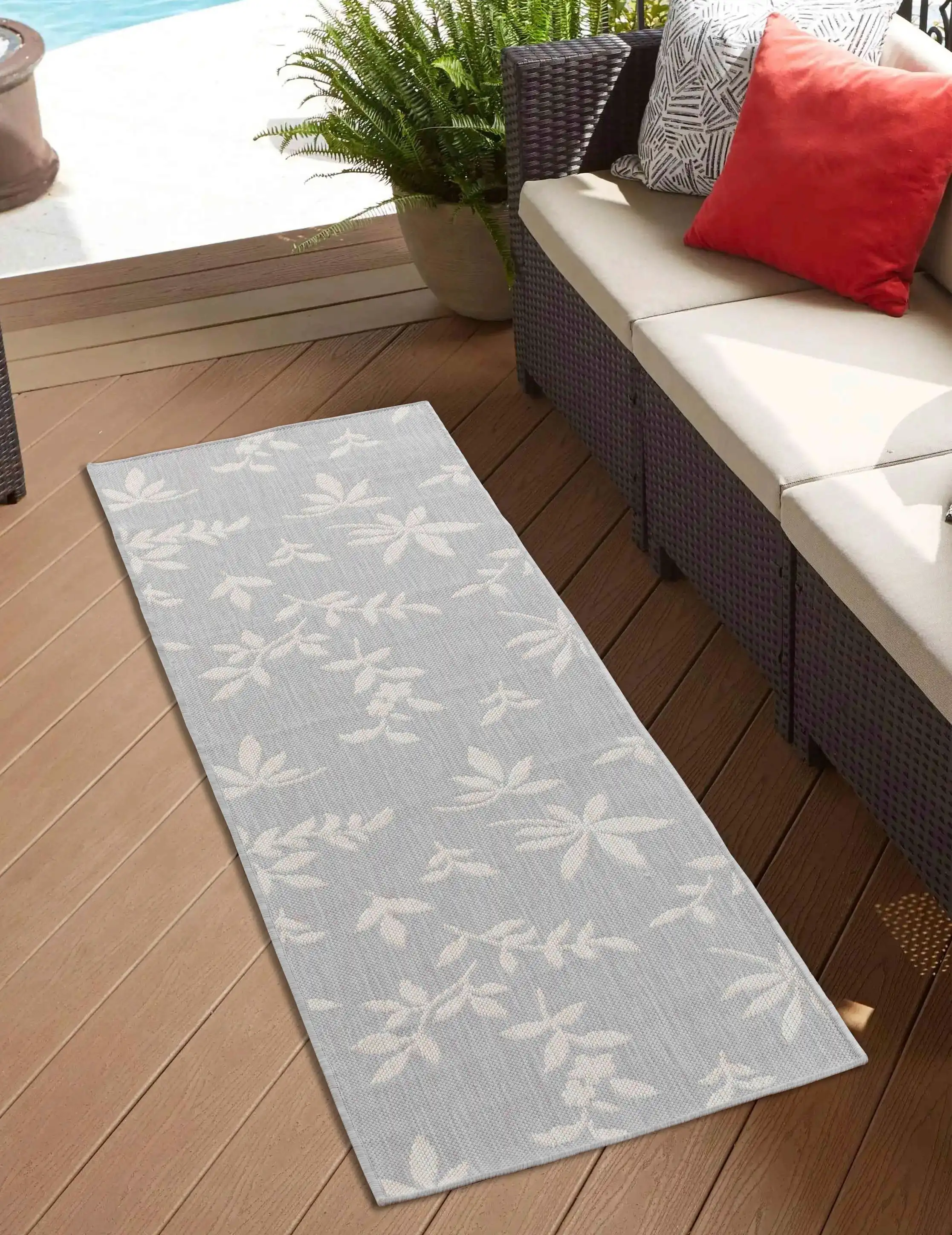 Sky Outdoor Flower Silver Rug - Image 3