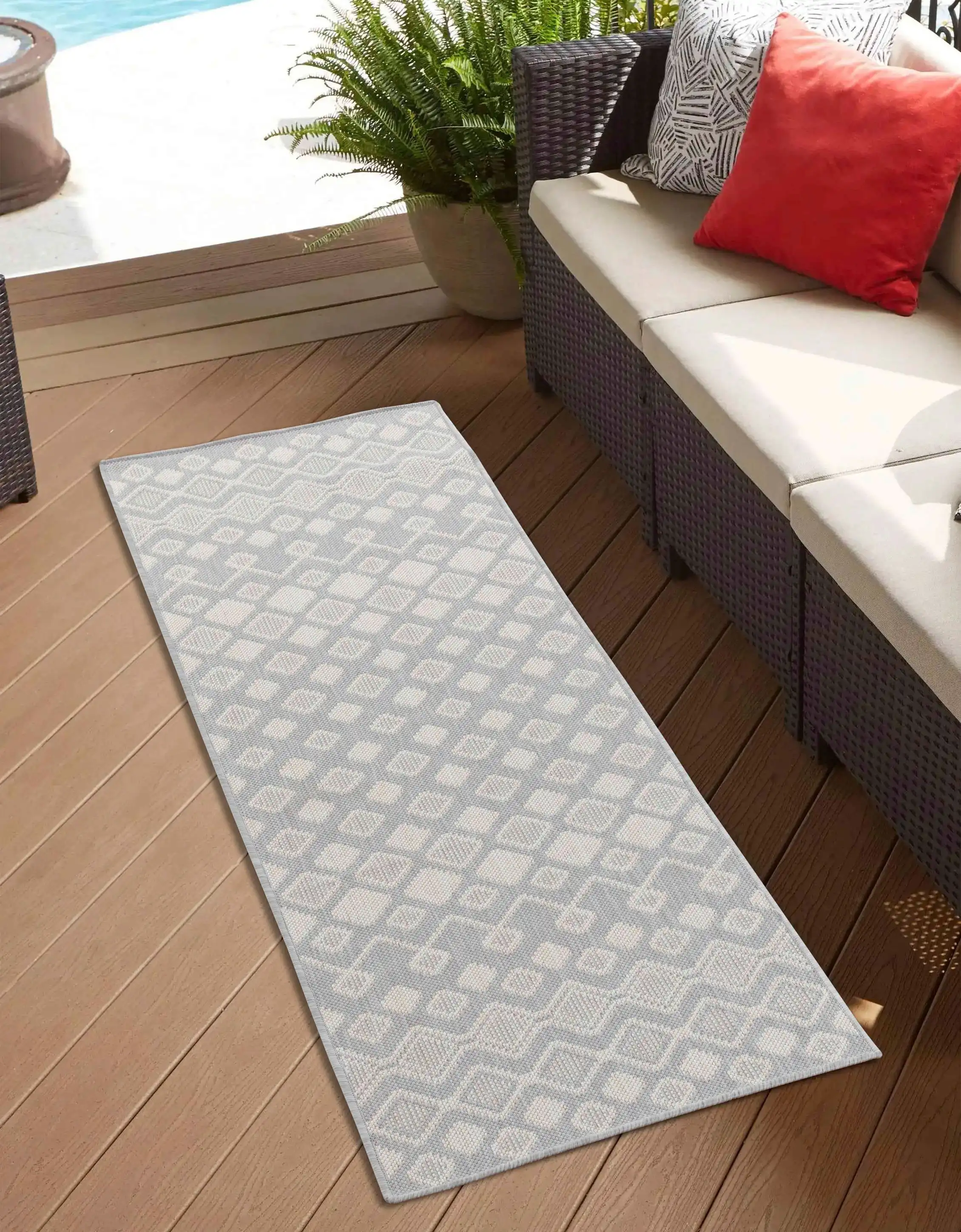 Sky Outdoor Rhombus Silver Rug - Image 3