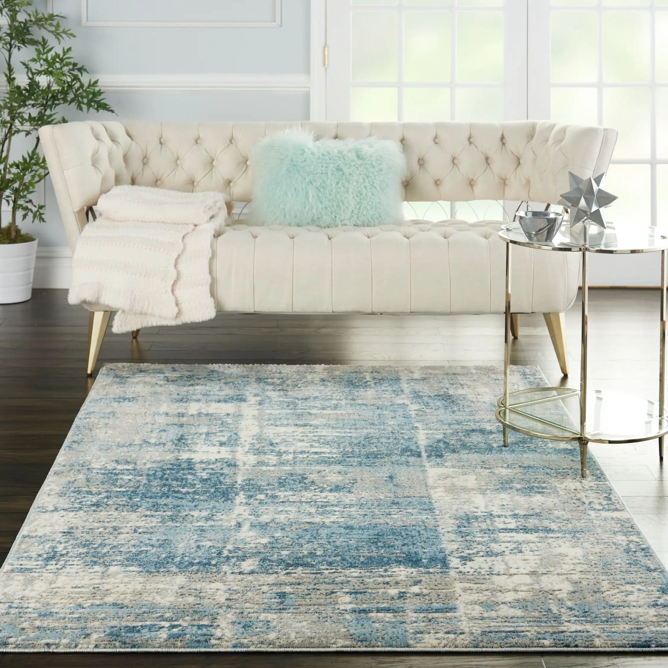 Solace SLA02 Ivory Grey Blue Rug