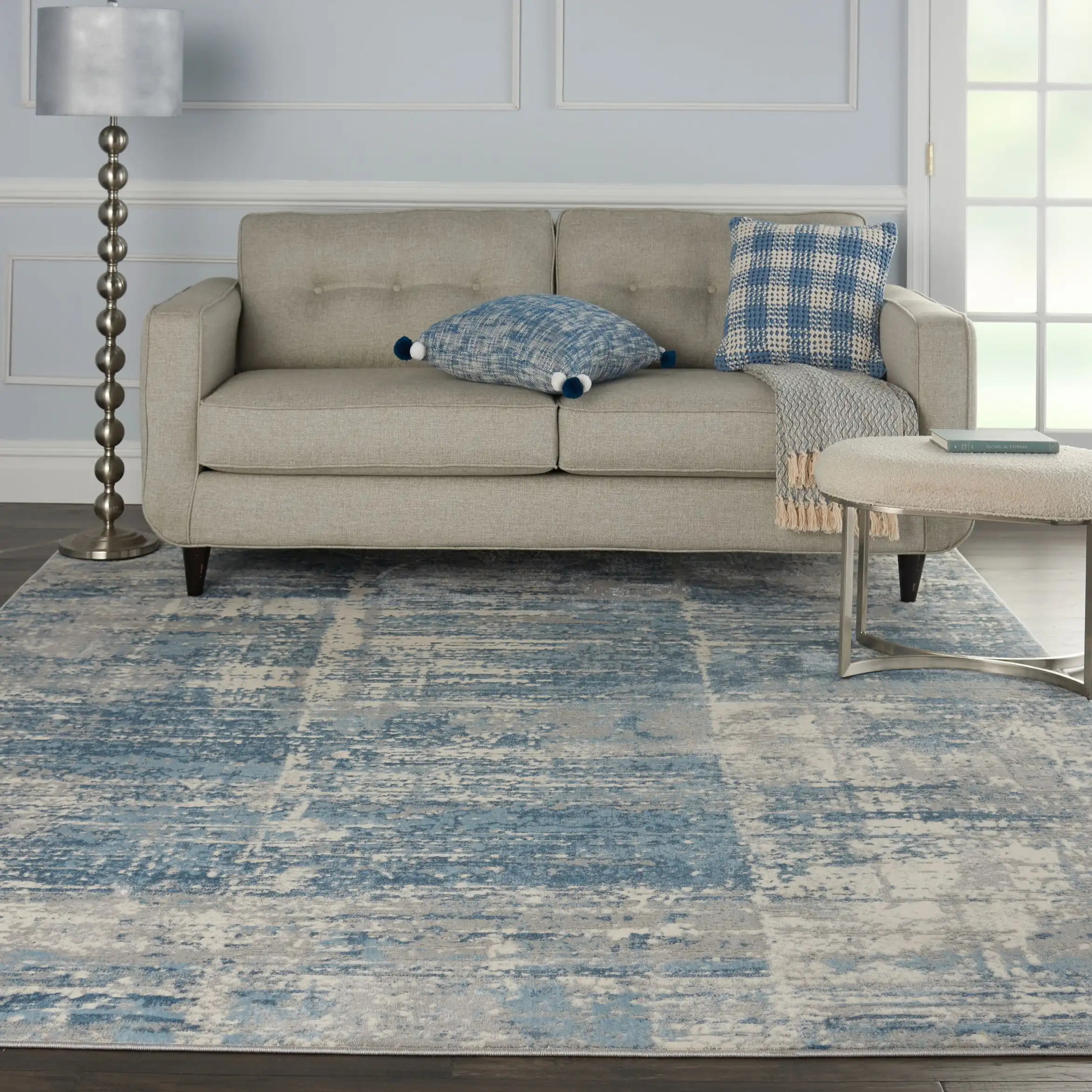 Solace SLA02 Ivory Grey Blue Rug - Image 4