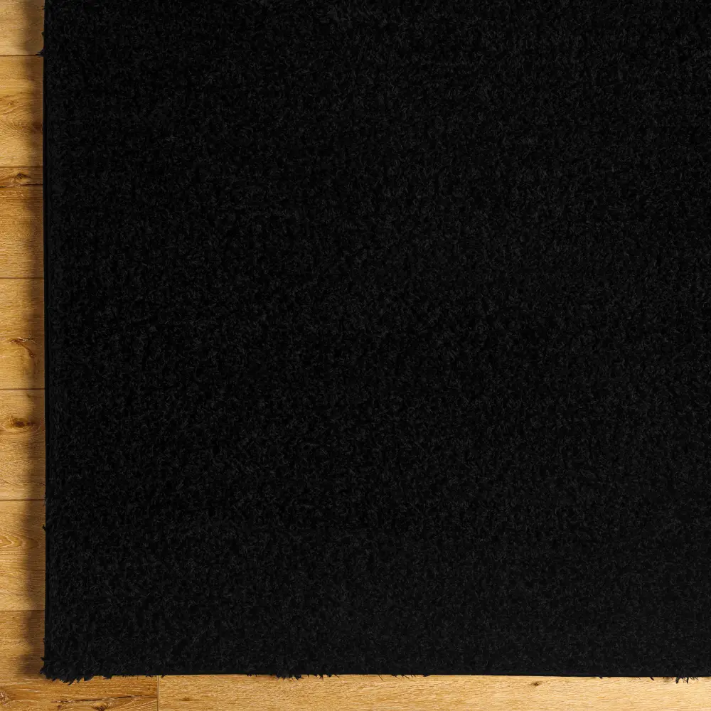 Soso Shaggy Solid Color Plush Pile Black Rug - Image 3