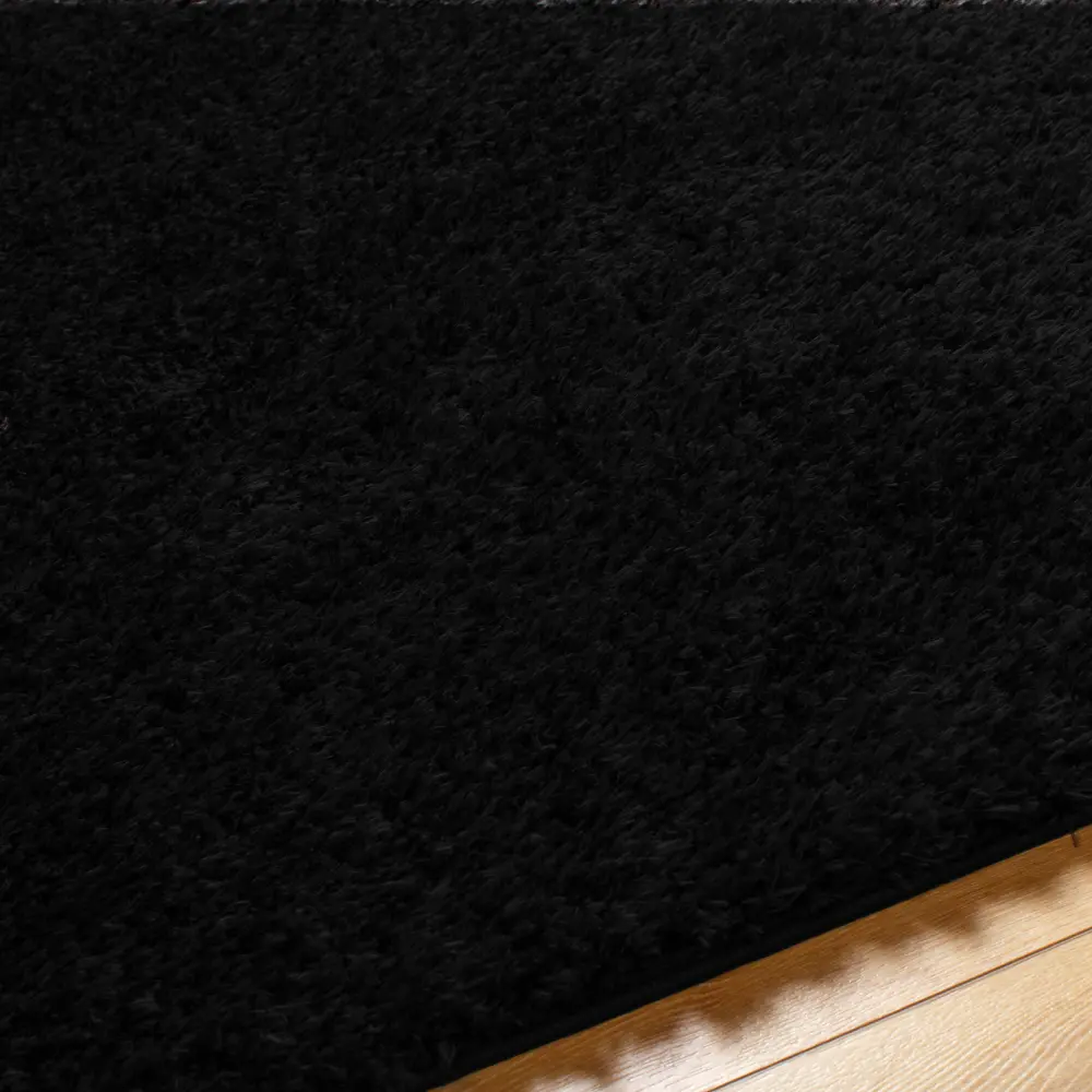 Soso Shaggy Solid Color Plush Pile Black Rug - Image 4