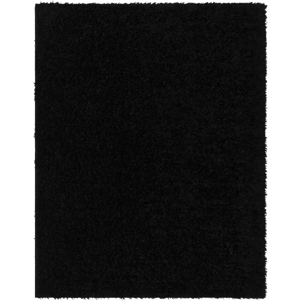Soso Shaggy Solid Color Plush Pile Black Rug - Image 6