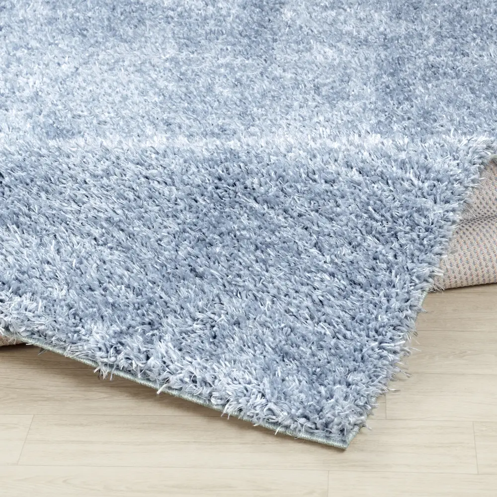 Soso Shaggy Solid Color Plush Pile Blue Rug - Image 5