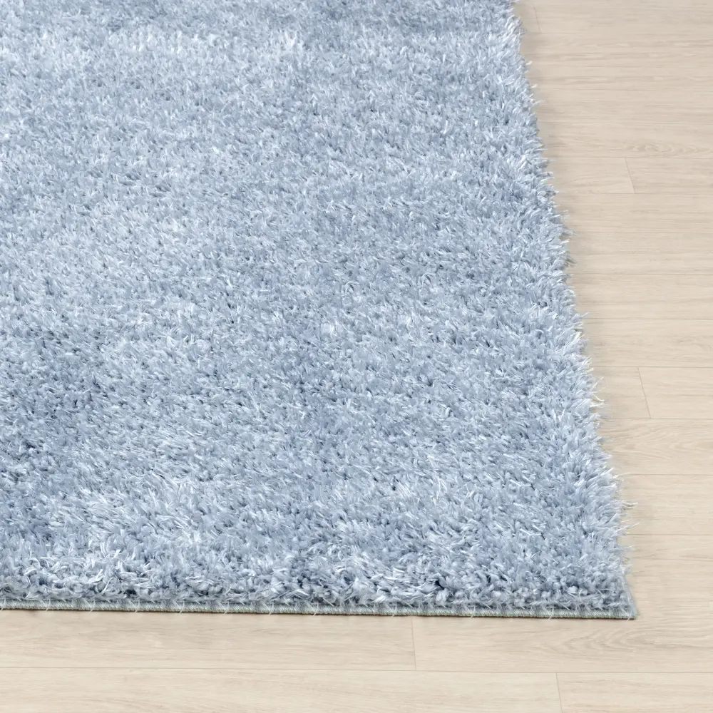 Soso Shaggy Solid Color Plush Pile Blue Rug - Image 6