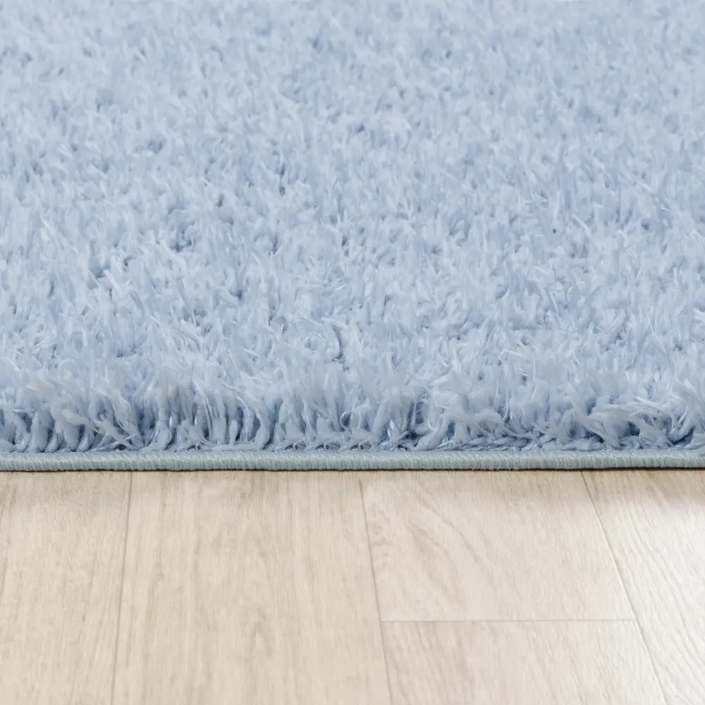 Soso Shaggy Solid Color Plush Pile Blue Rug - Image 7