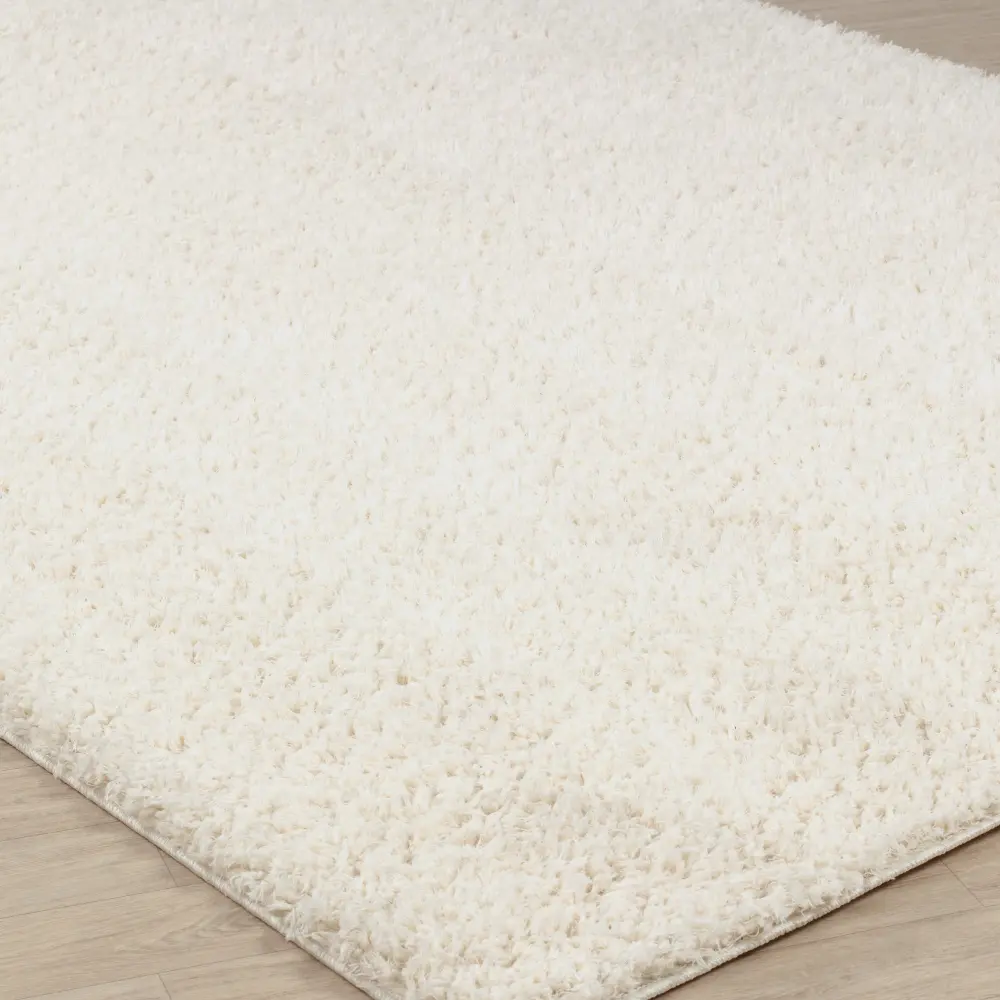 Soso Shaggy Solid Color Plush Pile Cream Rug - Image 6