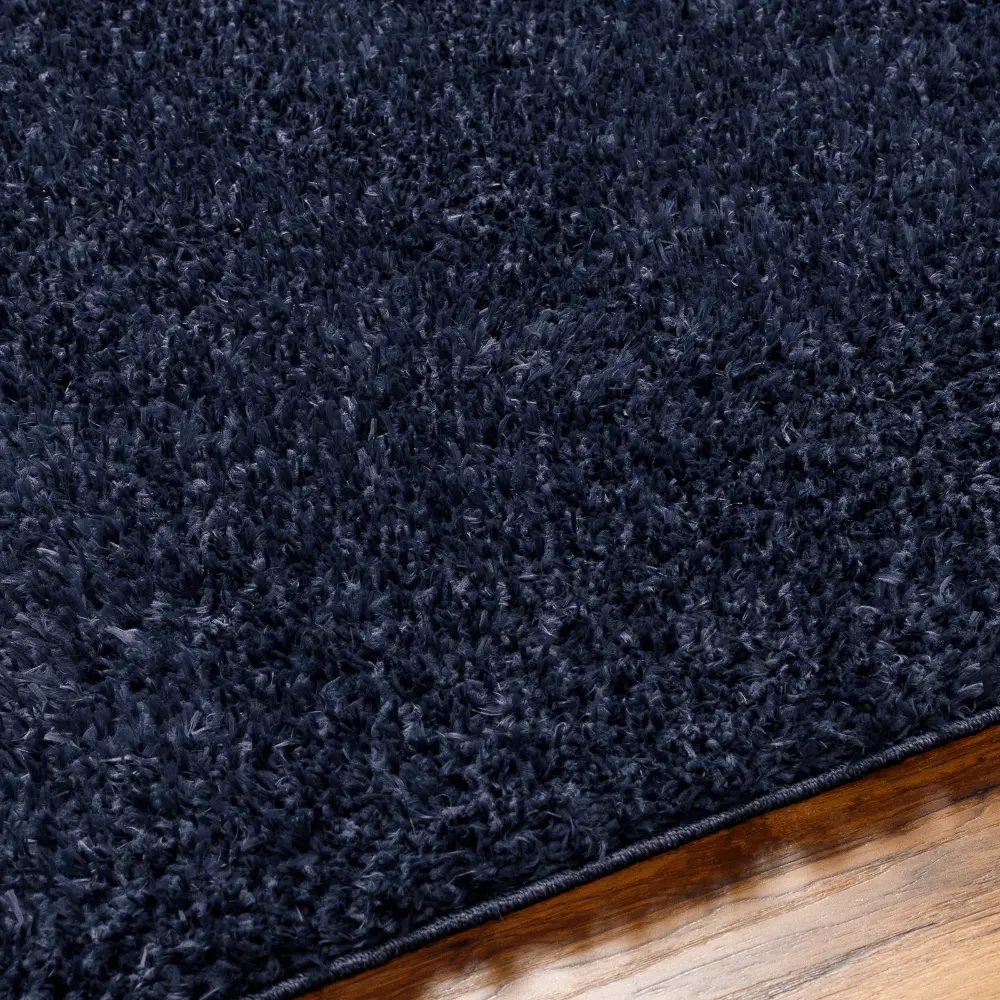 Soso Shaggy Solid Color Plush Pile Dark Blue Rug - Image 2