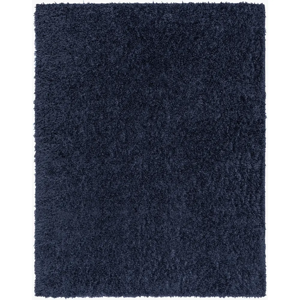 Soso Shaggy Solid Color Plush Pile Dark Blue Rug - Image 4
