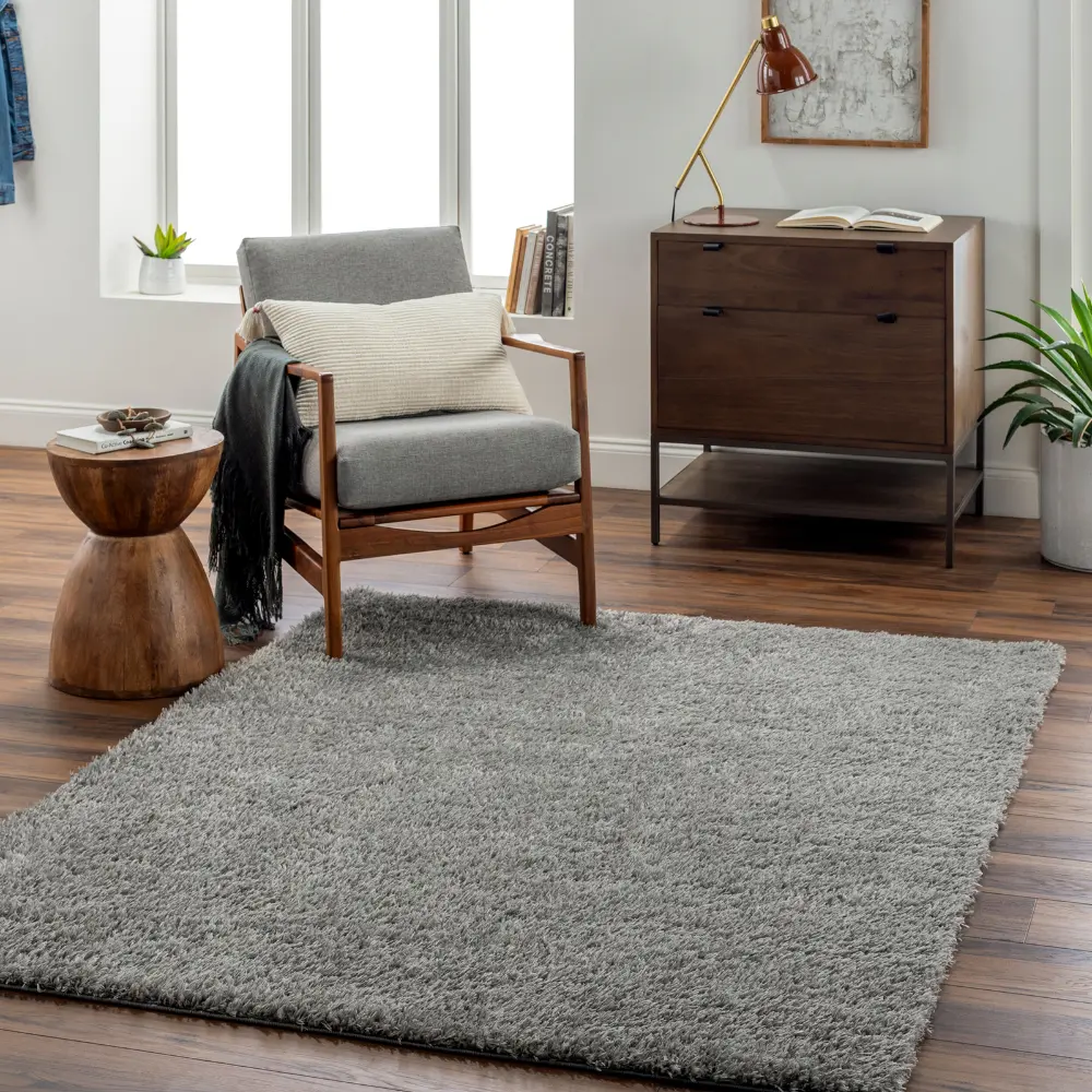 Soso Shaggy Solid Color Plush Pile Dark Grey Rug