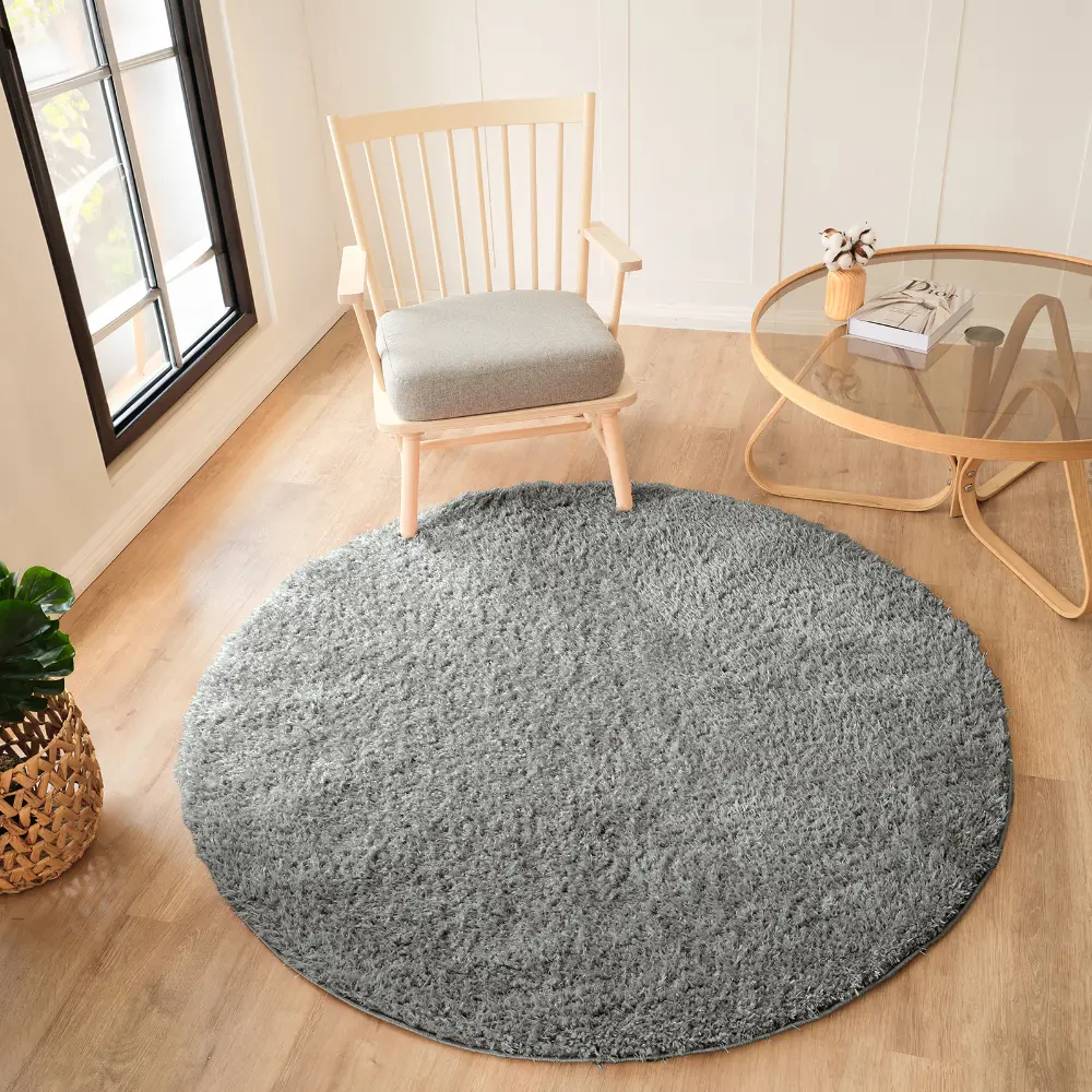 Soso Shaggy Solid Color Plush Pile Dark Grey Rug - Image 2