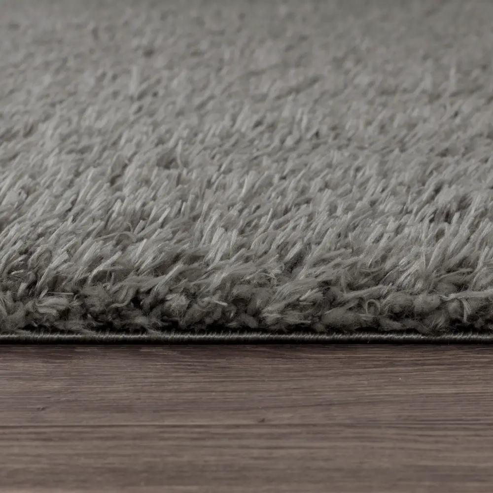 Soso Shaggy Solid Color Plush Pile Dark Grey Rug - Image 7