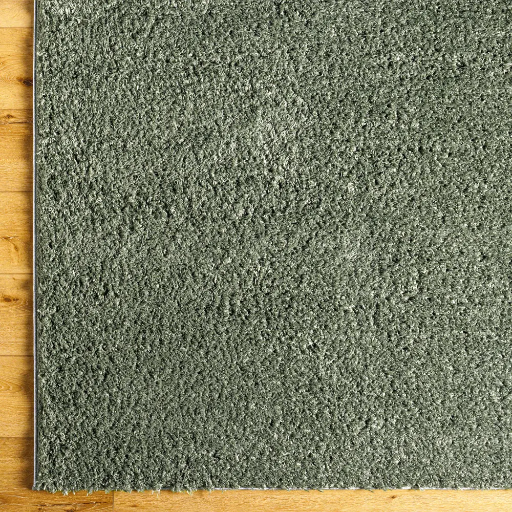 Soso Shaggy Solid Color Plush Pile Green Rug - Image 10