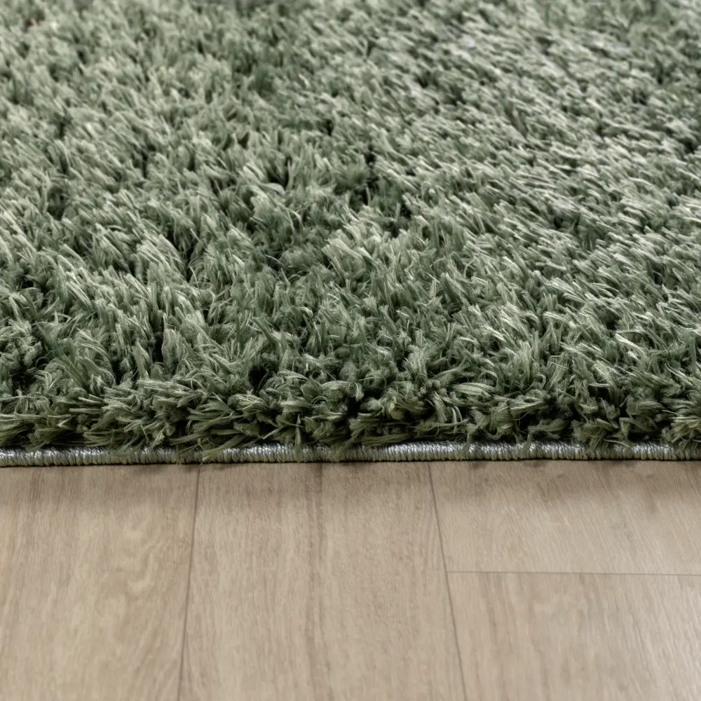 Soso Shaggy Solid Color Plush Pile Green Rug - Image 11