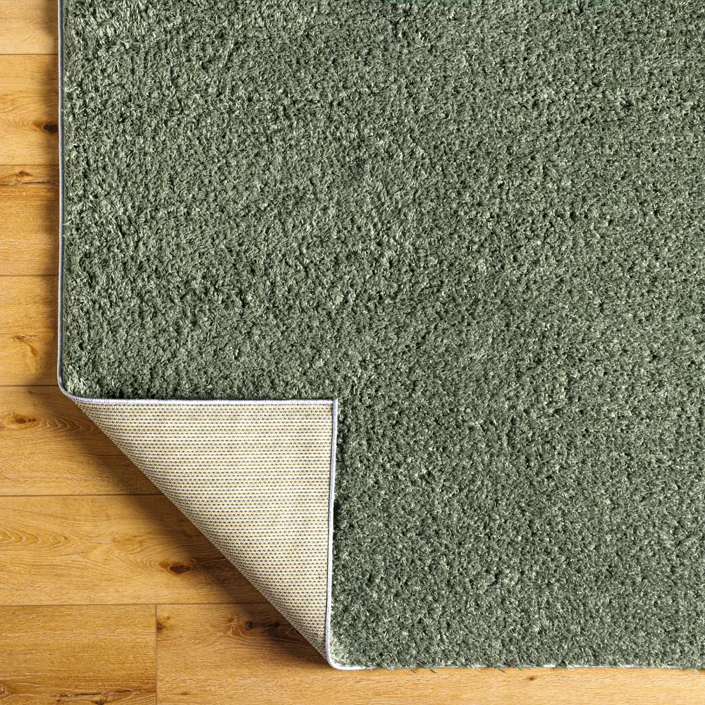 Soso Shaggy Solid Color Plush Pile Green Rug - Image 7