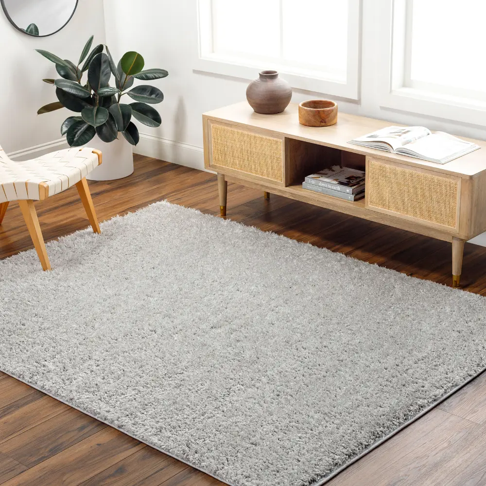 Soso Shaggy Solid Color Plush Pile Light Grey Rug