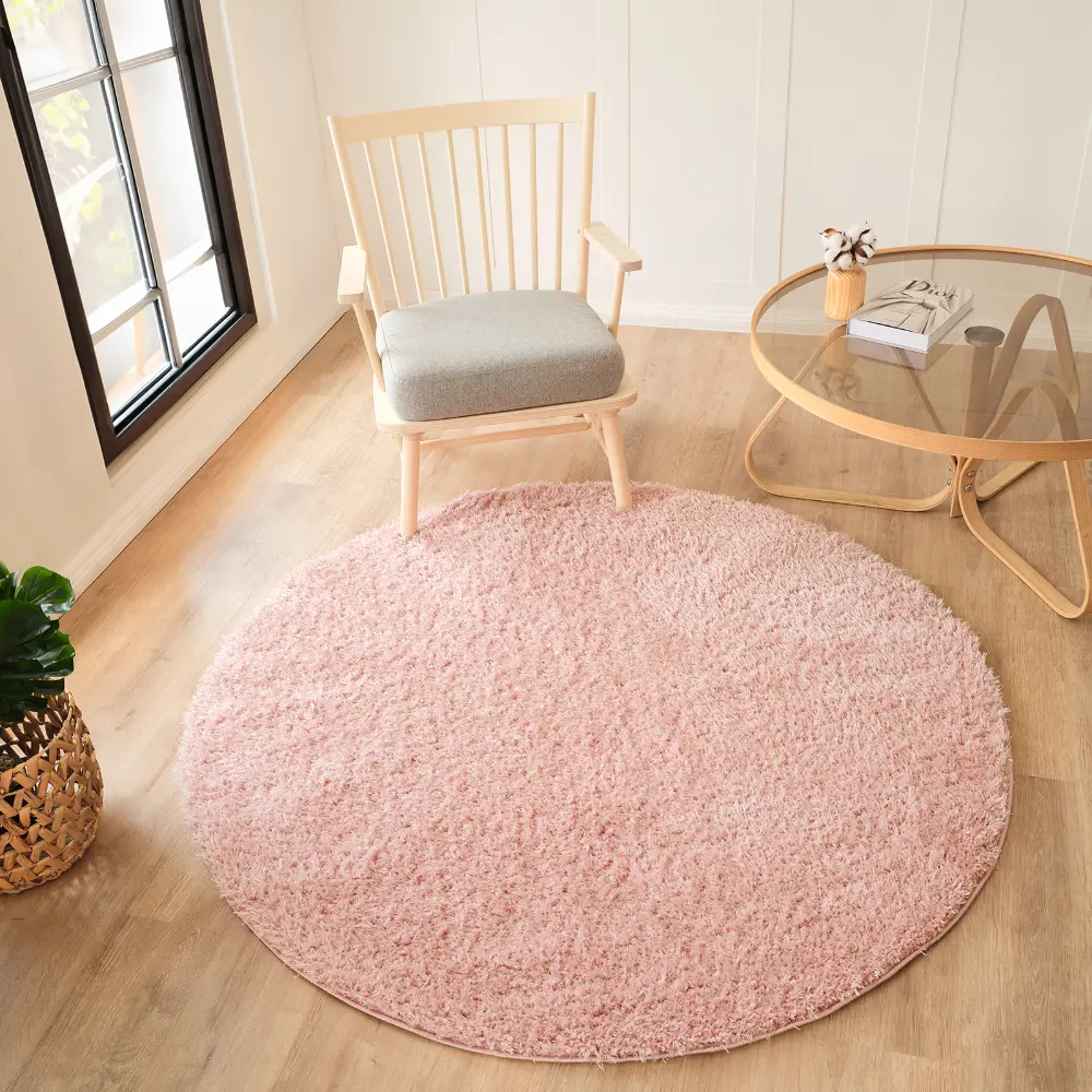 Soso Shaggy Solid Color Plush Pile Pink Rug - Image 7