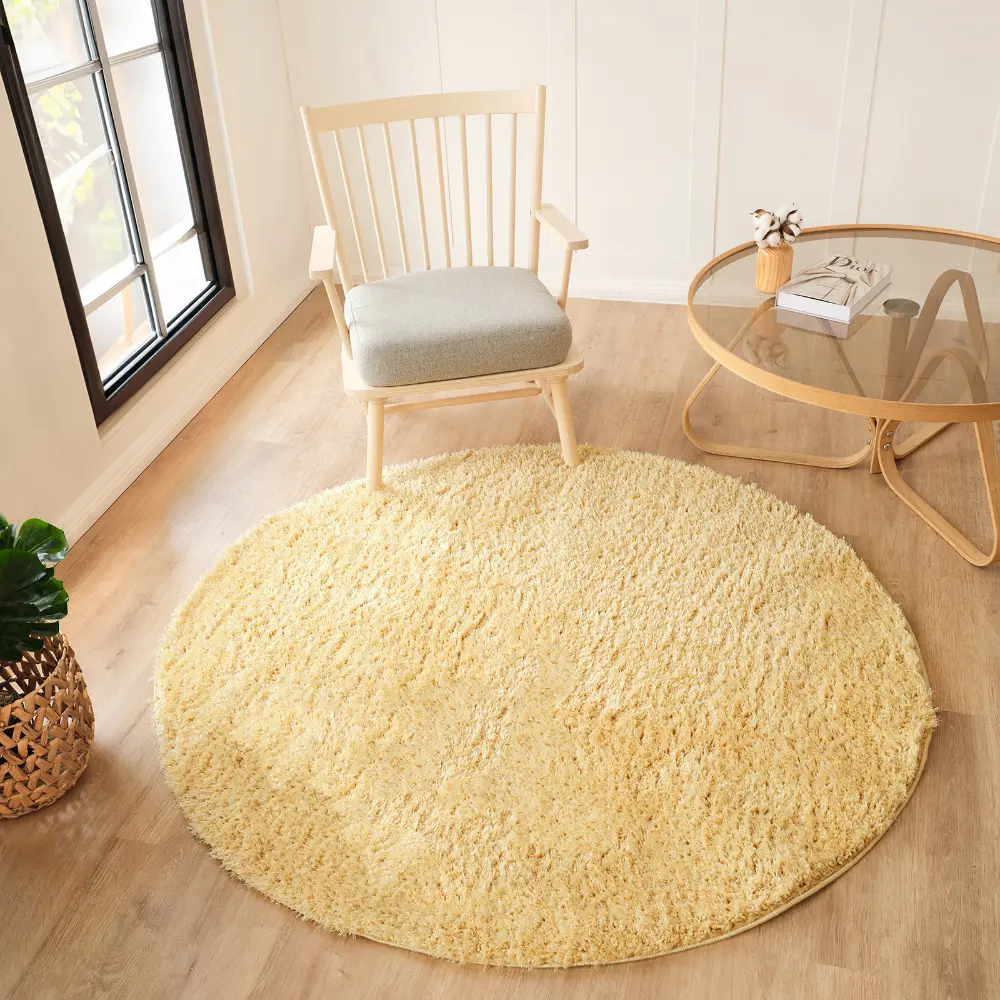 Soso Shaggy Solid Color Plush Pile Yellow Rug - Image 10