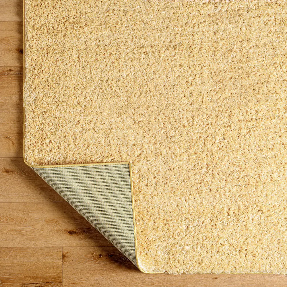Soso Shaggy Solid Color Plush Pile Yellow Rug - Image 8