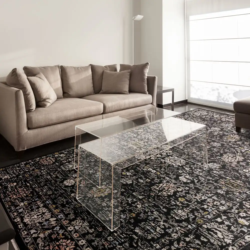 Sovereign Black Vintage Floral 01 Rug