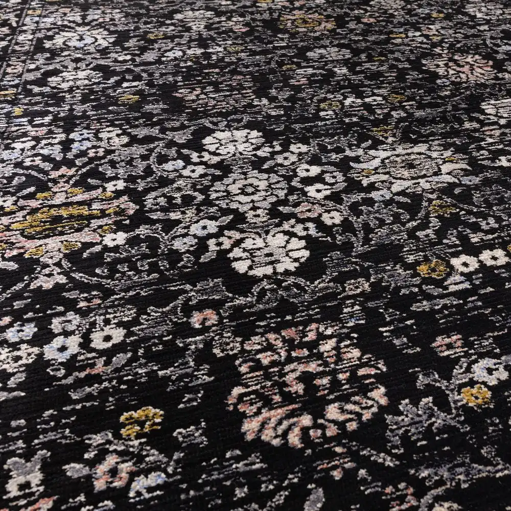 Sovereign Black Vintage Floral 01 Rug - Image 2