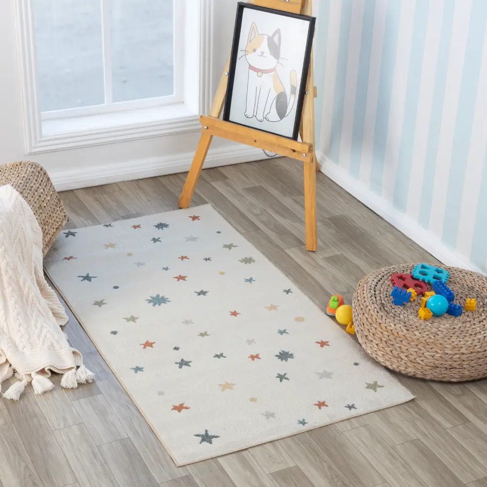 Stella Kids Machine Washable Multicolour/Beige Bedroom Rug - Image 8