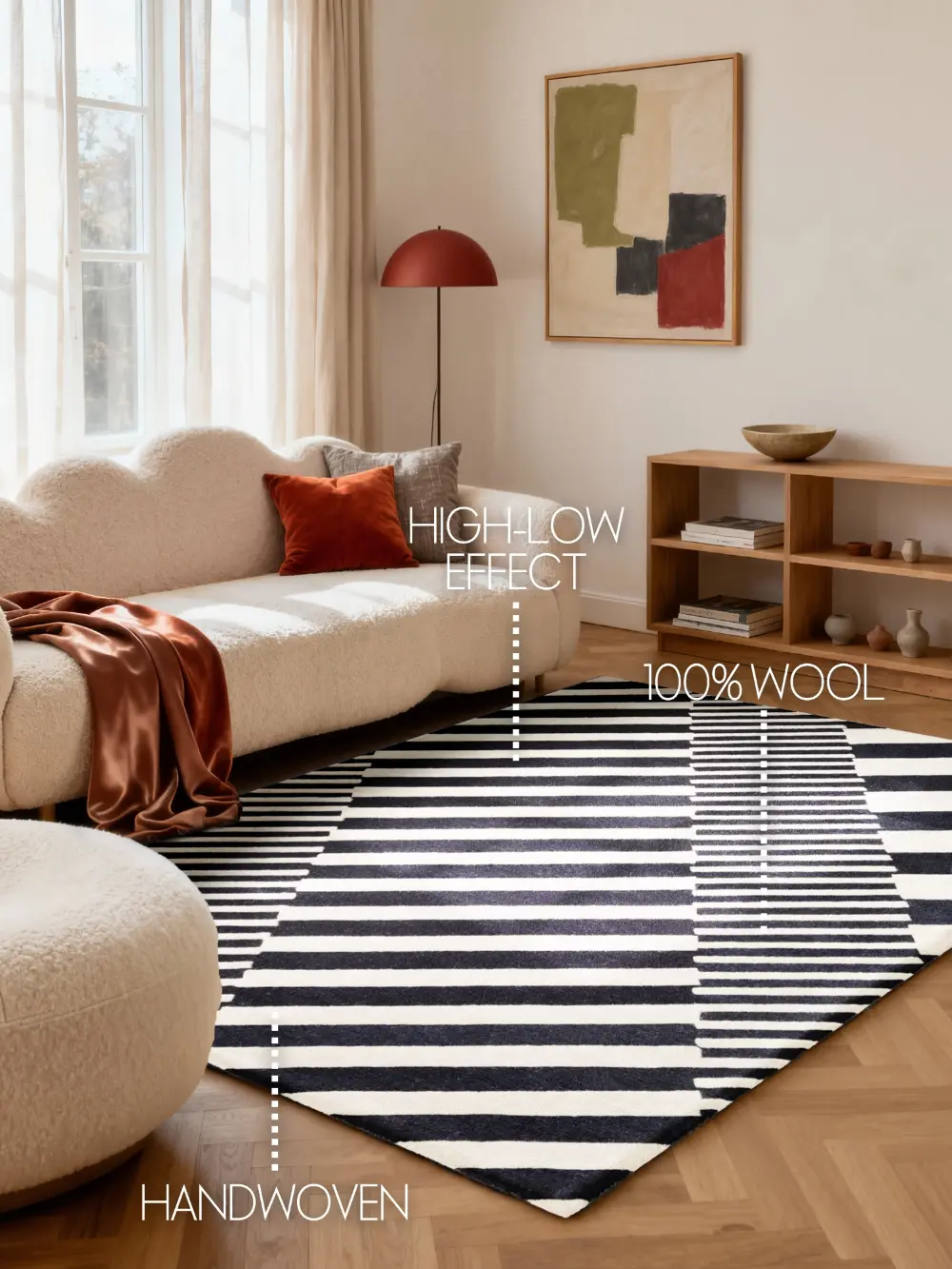 Stryve Woolen Rug Flux Black White 106359 - Image 3