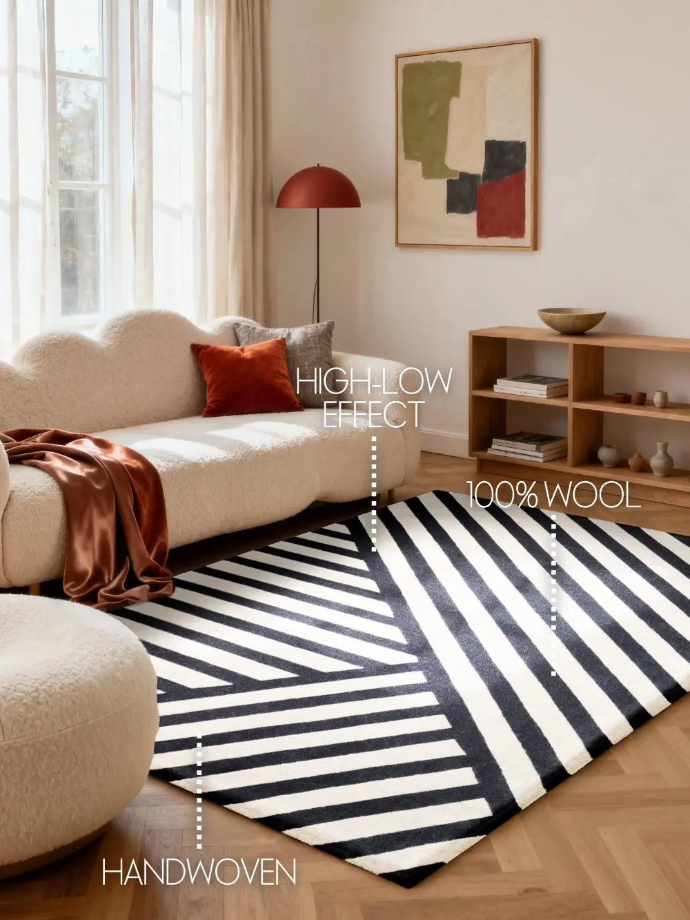Stryve Woolen Rug Noir Black White 106358 - Image 5