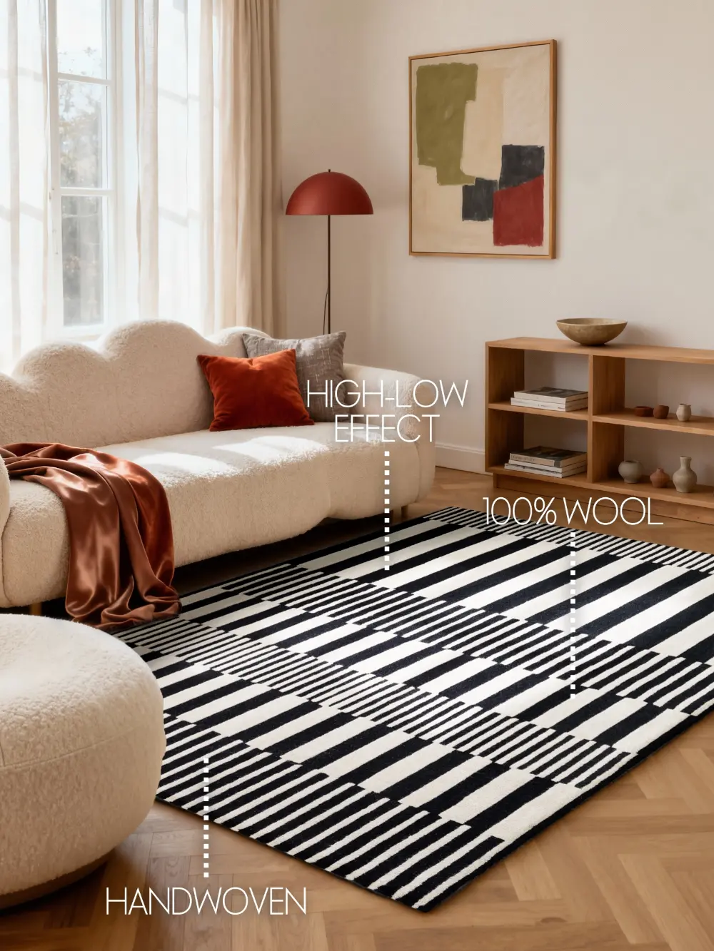Stryve Woolen Rug Pulse Black White 106360 - Image 7