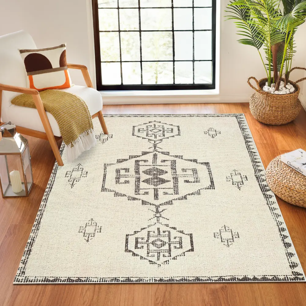 Solana Becki Owens X Livabliss Global Berber Ivory/Black Rug - Image 2