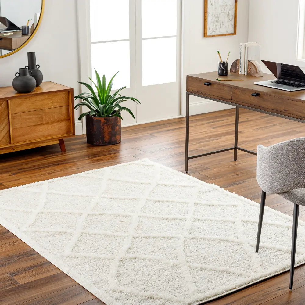 Sumaya Shaggy Modern Plush Pile Cream Rug - Image 2