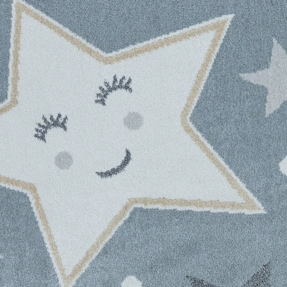Supermama Kids Machine Washable Blue/Beige Bedroom Rug - Image 11