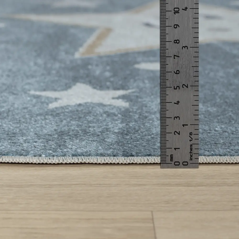 Supermama Kids Machine Washable Blue/Beige Bedroom Rug - Image 14