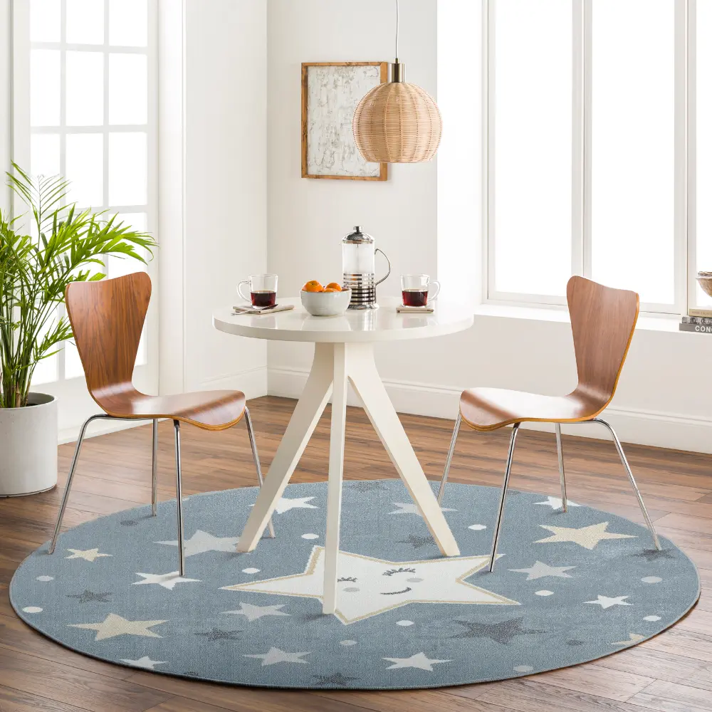 Supermama Kids Machine Washable Blue/Beige Bedroom Rug - Image 3