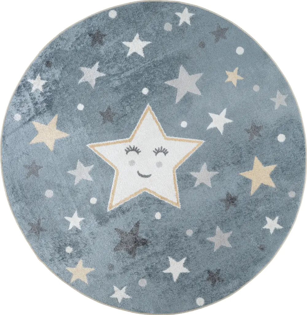 Supermama Kids Machine Washable Blue/Beige Bedroom Rug - Image 5