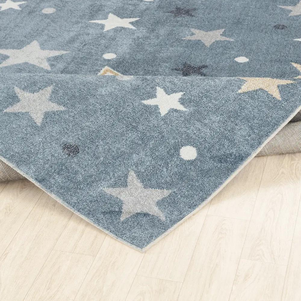 Supermama Kids Machine Washable Blue/Beige Bedroom Rug - Image 8