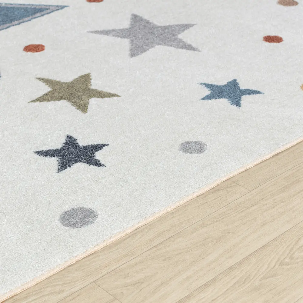 Supermama Kids Machine Washable Multicolour/Blue BedroomRug - Image 4