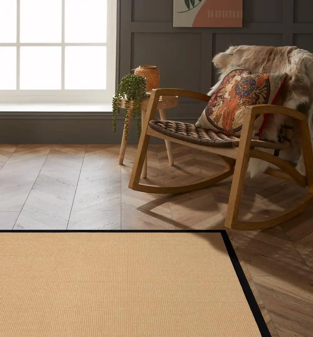 Swinton Sisal Jute Boucle Black Border Rug