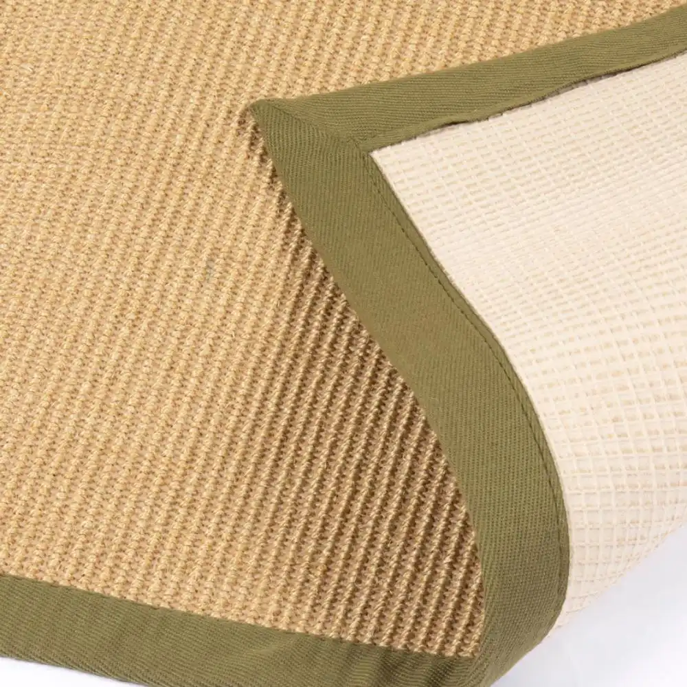 Swinton Sisal Jute Boucle Green Border Rug - Image 3