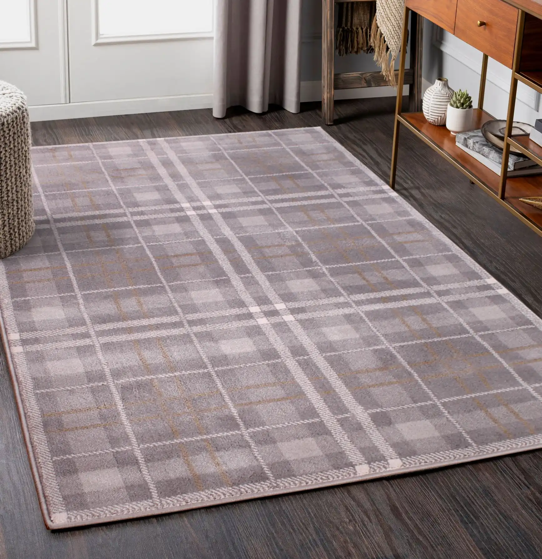 Tartan Grey Ochre Rug