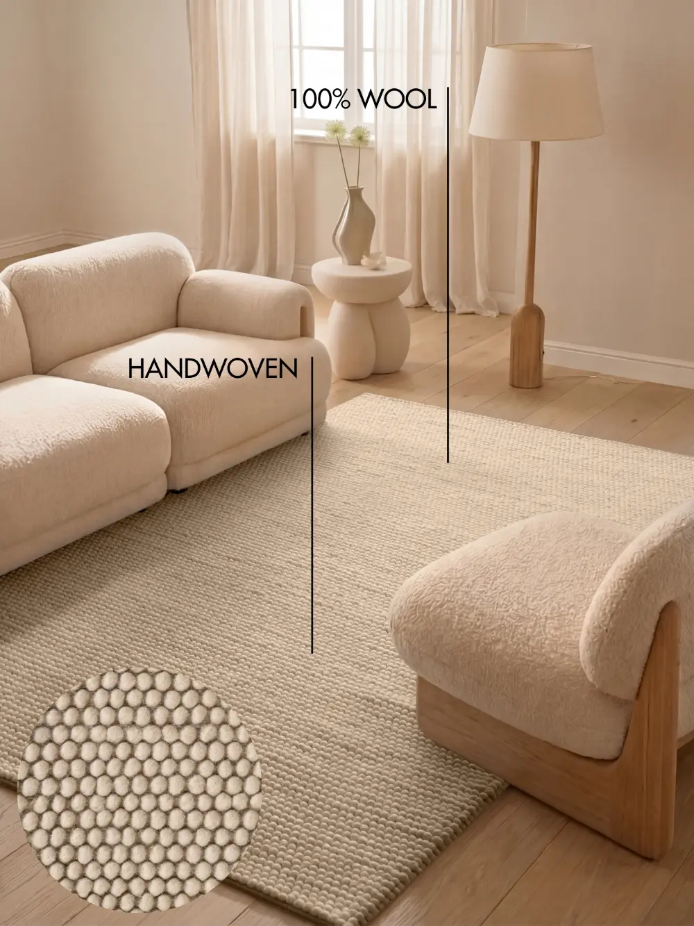 Ted Baker Richmond Woolen Rug Diana Light Beige 106366 - Image 6