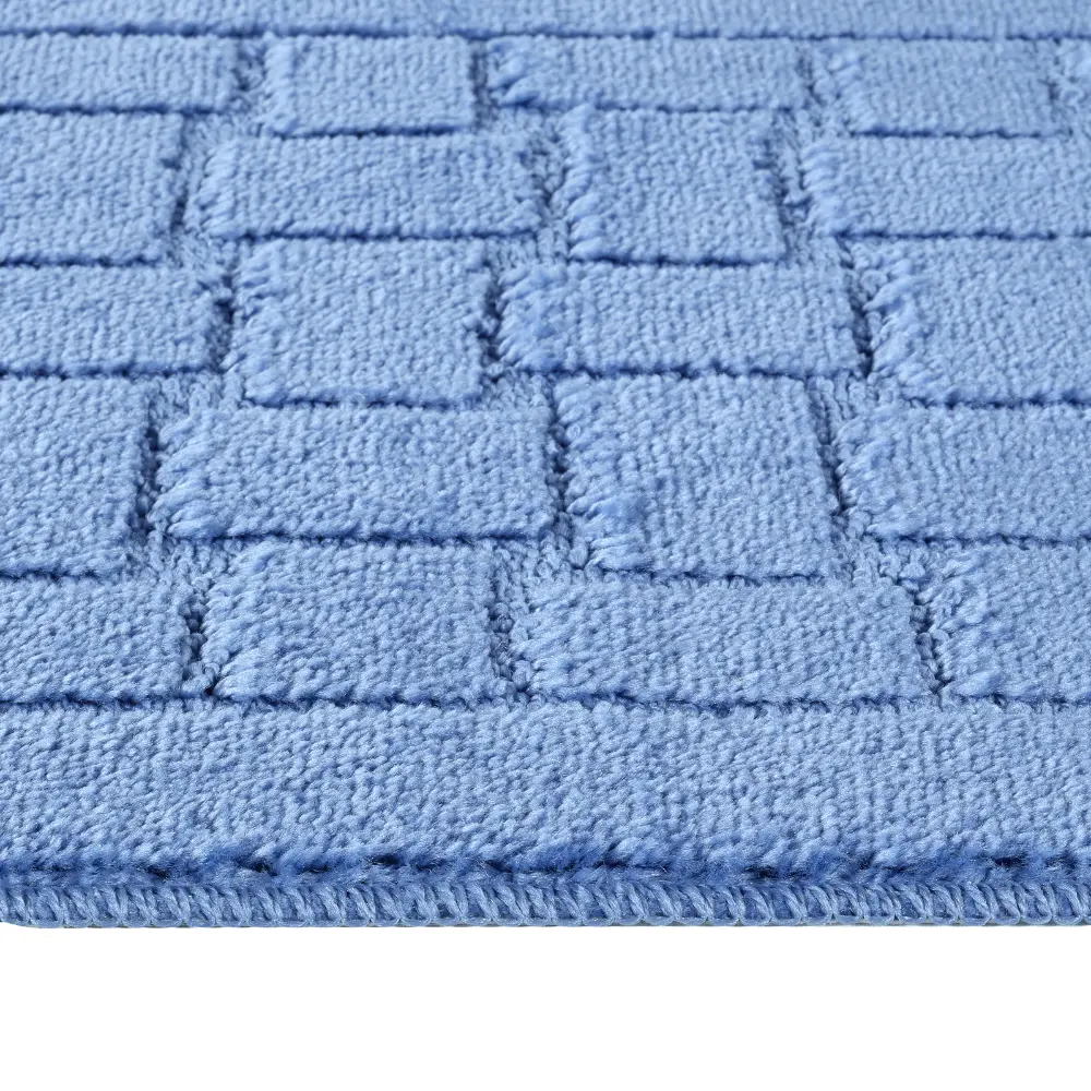 Tegan 2-Piece Machine Washable Non-Slip Blue Bathroom Rug Set - Image 2