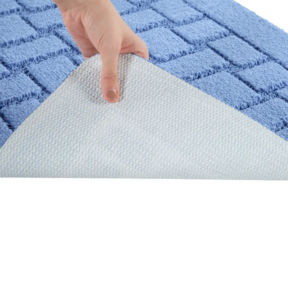 Tegan 2-Piece Machine Washable Non-Slip Blue Bathroom Rug Set - Image 3