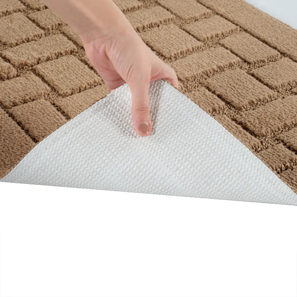 Tegan 2-Piece Machine Washable Non-Slip Brown Bathroom Rug Set - Image 4