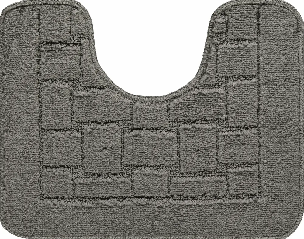 Tegan 2-Piece Machine Washable Non-Slip Dark Grey Bathroom Rug Set - Image 6