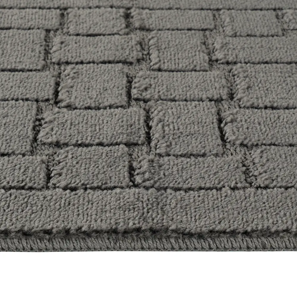 Tegan 2-Piece Machine Washable Non-Slip Dark Grey Bathroom Rug Set - Image 7